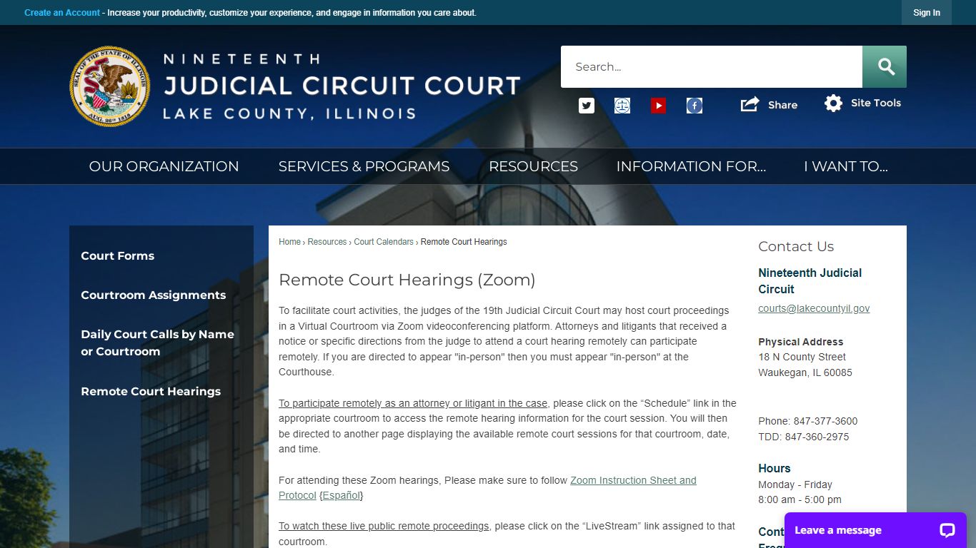 Remote Court Hearings (Zoom) | 19th Judicial Circuit Court, IL