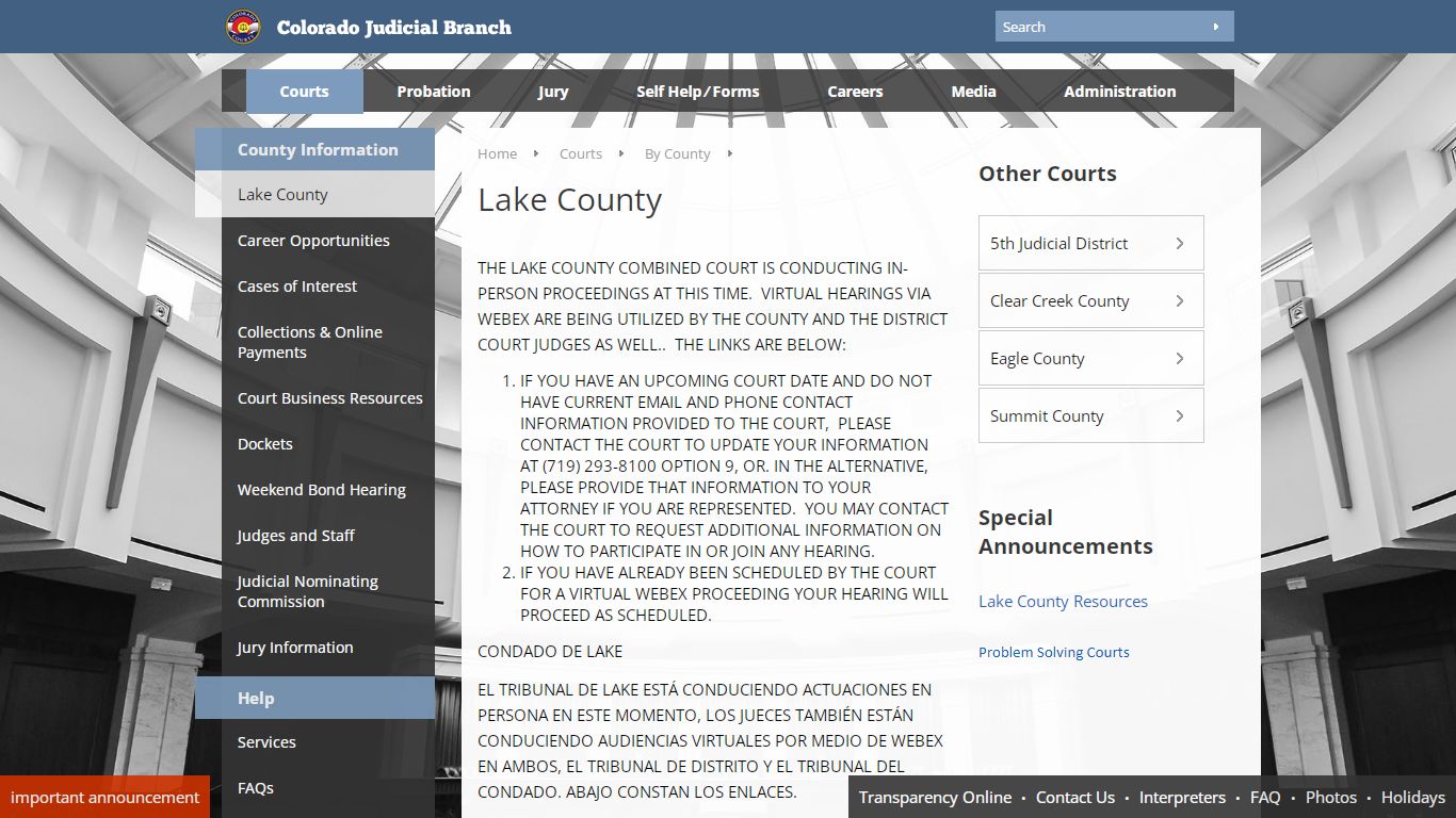 Colorado Judicial Branch - Lake County - Homepage